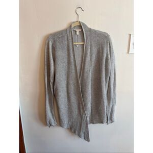 Eileen Fisher 100% Linen Gray Cardigan Medium Lightweight Open Front